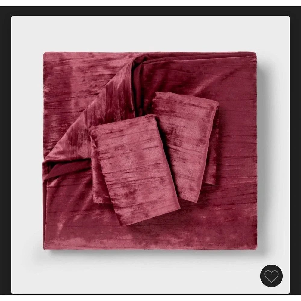 Luxe Distressed Crinkle Velvet Duvet Cover & Sham Set Full/queen Berry Red -